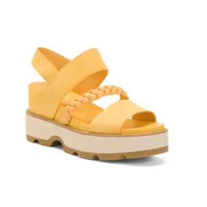 SOREL Yellow/White Joanie Iv Slingback Suede Wedge Sandals