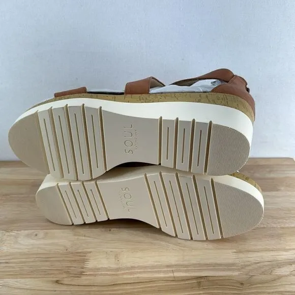Soul Naturalizer Goodtimes Wedge Sandals- Toffee- Size 11 M- NIB