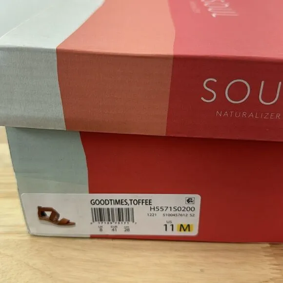 Soul Naturalizer Goodtimes Wedge Sandals- Toffee- Size 11 M- NIB