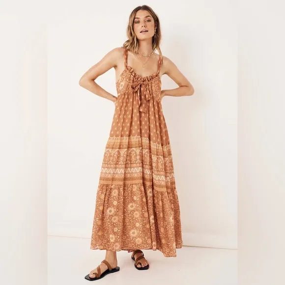 Spell &amp; The Gypsy Utopia Strappy Midi Dress in Cinnamon
