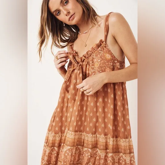 Spell &amp; The Gypsy Utopia Strappy Midi Dress in Cinnamon