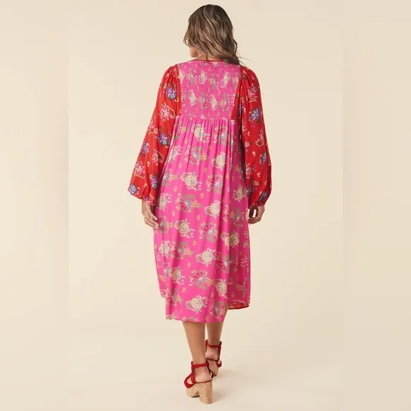 Spell Solstice Midi Dress in Salsa Rose