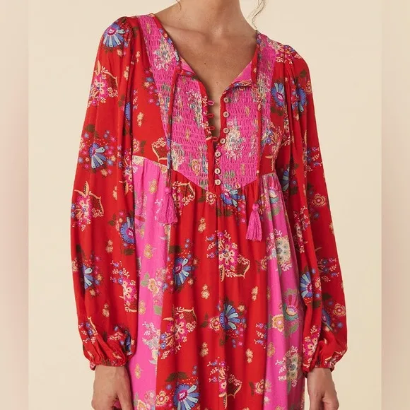 Spell Solstice Midi Dress in Salsa Rose