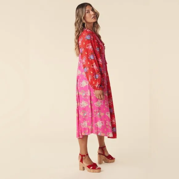 Spell Solstice Midi Dress in Salsa Rose