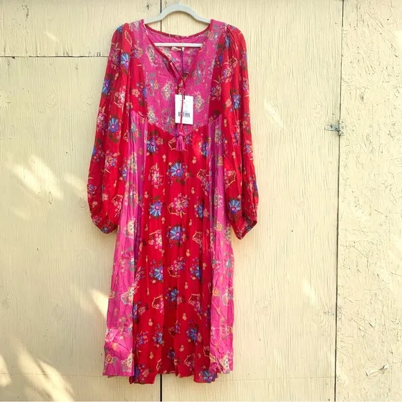Spell Solstice Midi Dress in Salsa Rose