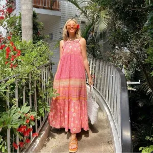 SPELL Utopia Strappy Sundress Pink Flamingo size Small (New with Tags)