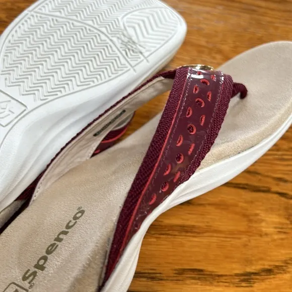 Spenco brand Starboard style sandals.  Orthotic footbed. Wine.  Size 8.5.