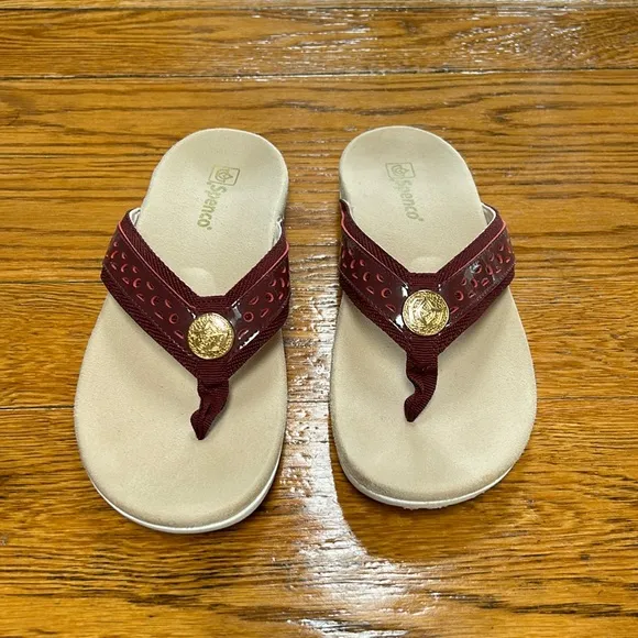 Spenco brand Starboard style sandals.  Orthotic footbed. Wine.  Size 8.5.