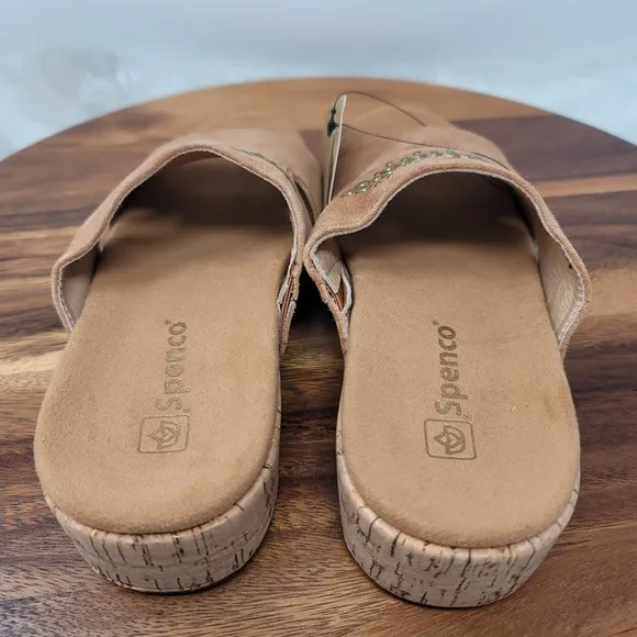 Spenco Brown Leather Studded Adjustable Sandals 6B NWT