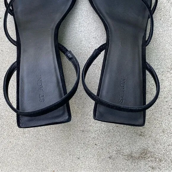 St Agni Spiral Wedge sandals shoes black suede platforms Revolve Sz 9
