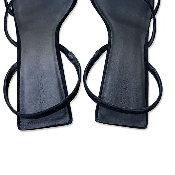 St Agni Spiral Wedge sandals shoes black suede platforms Revolve Sz 9