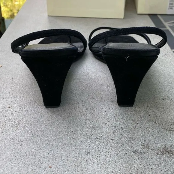 St Agni Spiral Wedge sandals shoes black suede platforms Revolve Sz 9
