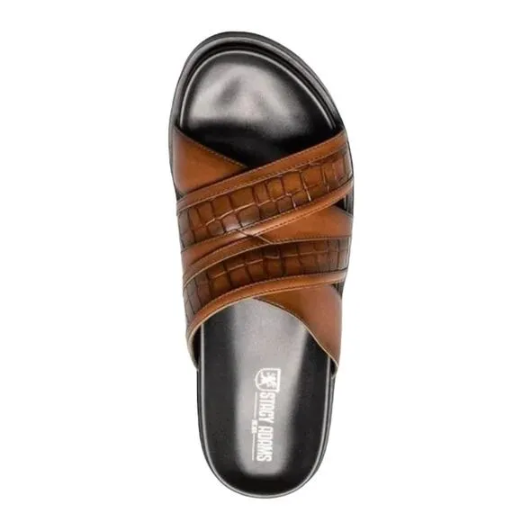 Stacy Adams Men's Mondo Open Toe Slide Sandals Brown Size 8