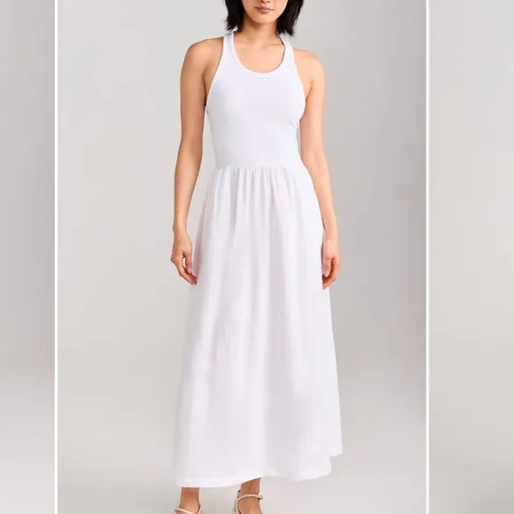 Stateline Chic White Linen Sleeveless Maxi Dress