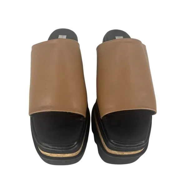 Stella McCartney Tan Leather Brandy Sneak- Elyse Platform Sandals