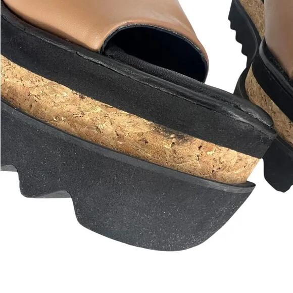 Stella McCartney Tan Leather Brandy Sneak- Elyse Platform Sandals
