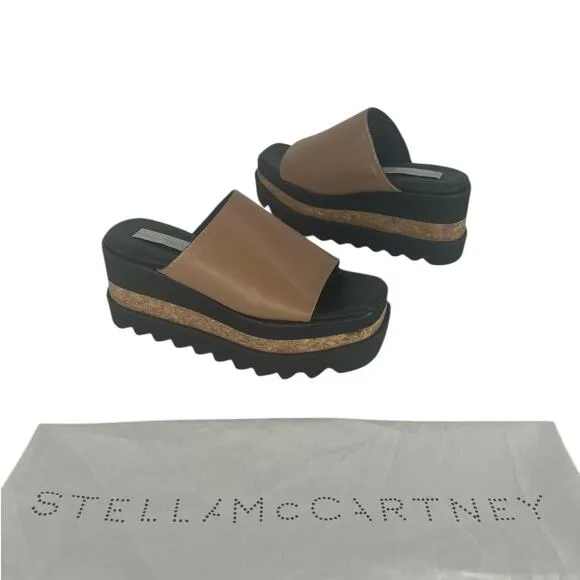 Stella McCartney Tan Leather Brandy Sneak- Elyse Platform Sandals