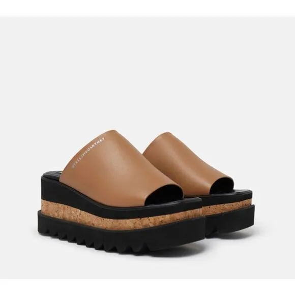 Stella McCartney Tan Leather Brandy Sneak- Elyse Platform Sandals