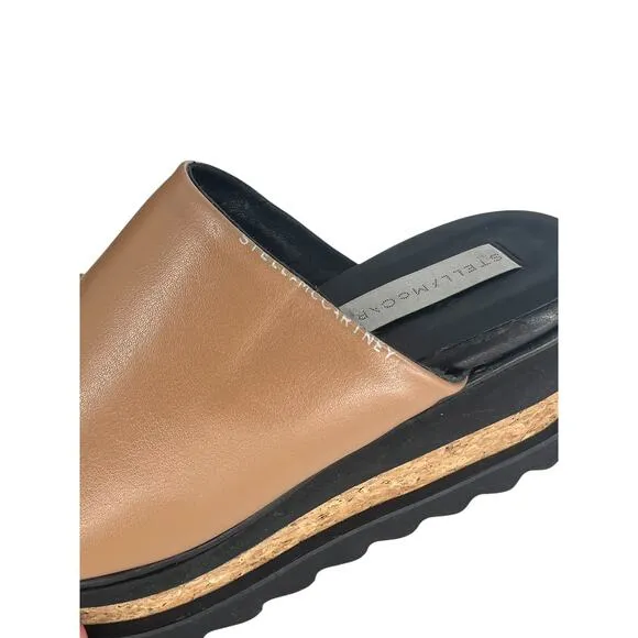 Stella McCartney Tan Leather Brandy Sneak- Elyse Platform Sandals