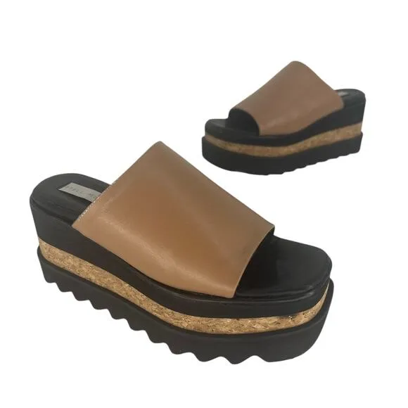 Stella McCartney Tan Leather Brandy Sneak- Elyse Platform Sandals