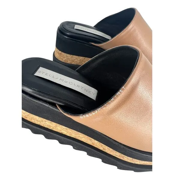 Stella McCartney Tan Leather Brandy Sneak- Elyse Platform Sandals