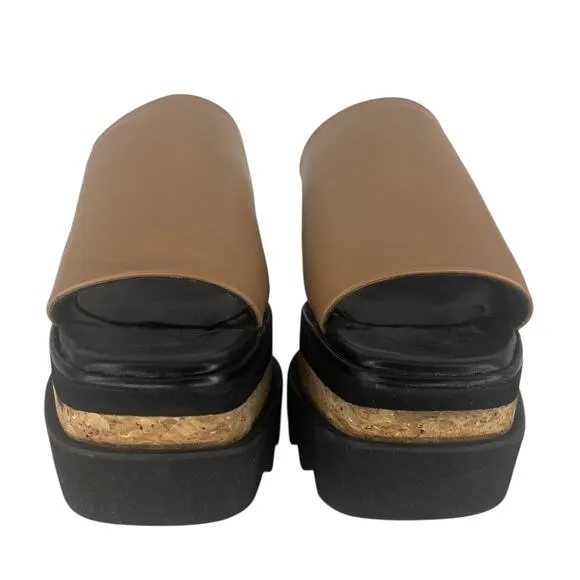 Stella McCartney Tan Leather Brandy Sneak- Elyse Platform Sandals