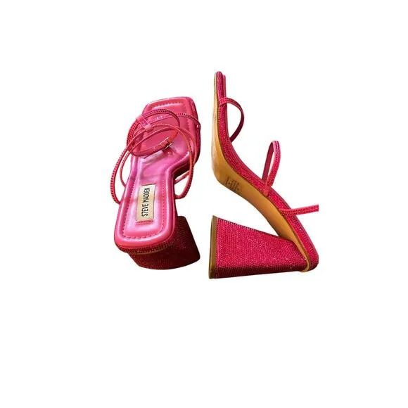 Steve Madden 4&quot; Heel Britani Ankle Wrap Rhinestone Sandals Size 9M