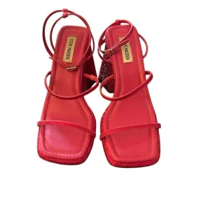 Steve Madden 4&quot; Heel Britani Ankle Wrap Rhinestone Sandals Size 9M