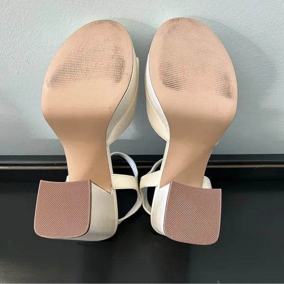 Steve Madden Amy Bone Leather Ankle Strap Platform Dress Sandals , Size 10