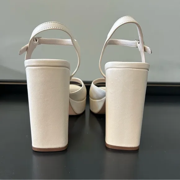 Steve Madden Amy Bone Leather Ankle Strap Platform Dress Sandals , Size 10