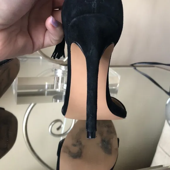 STEVE MADDEN Black Suede Fasinate Heels Sandals
