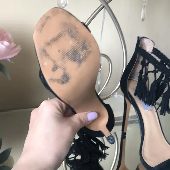 STEVE MADDEN Black Suede Fasinate Heels Sandals