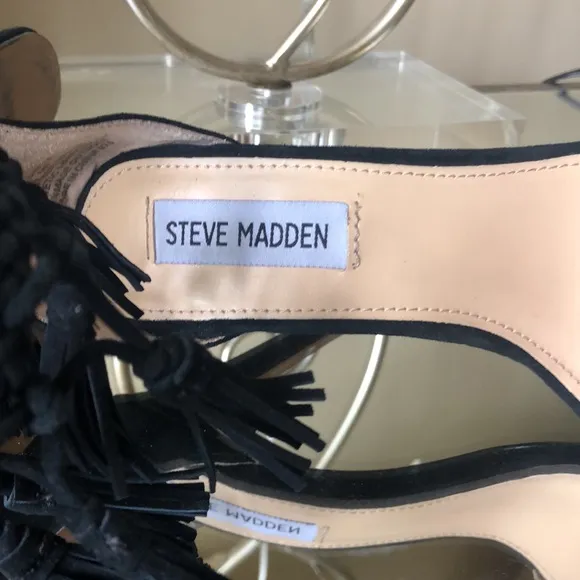 STEVE MADDEN Black Suede Fasinate Heels Sandals