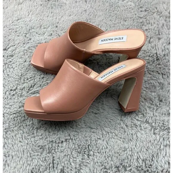 Steve Madden blush pink leather Dedicate platform sandals