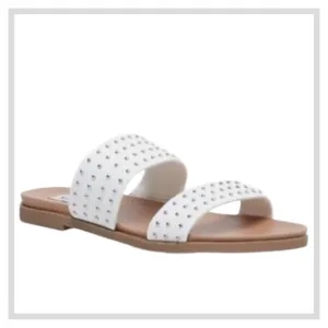 Steve Madden Dede White Sandals New in Box Flats Comfy Padded Slip On Heel Sz 8