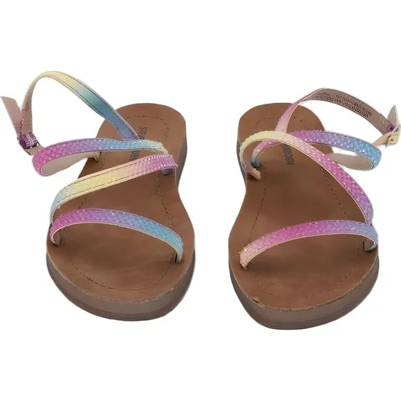 Steve Madden Girls Sparkle Strappy Sandals Rhinestones Rainbow Size 1
