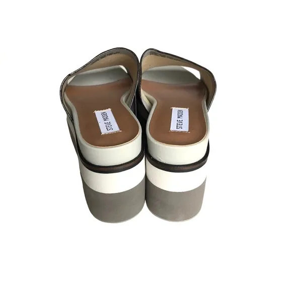 Steve Madden King Bone Leather Platform Sandals Slides Women’s Size 8 M