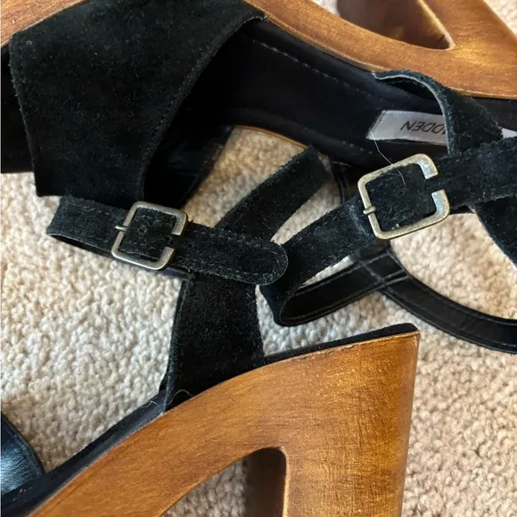 Steve Madden Lulla Platform Sandal in Black Suede Block Heel
