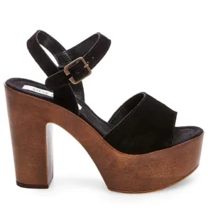 Steve Madden Lulla Platform Sandal in Black Suede Block Heel