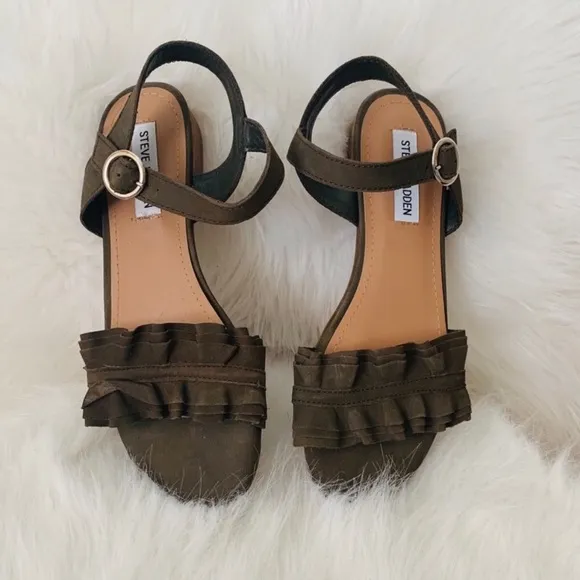 Steve Madden, Ohh-So-Pretty Olive Suede Sandals 7
