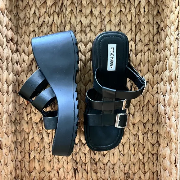 Steve Madden Pierce Leather Platform Sandals
