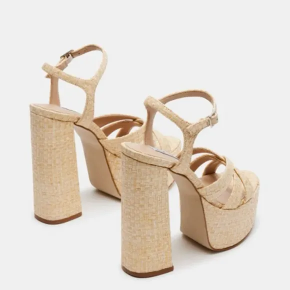 Steve Madden Quinlyn Raffia Platform Block Heel Women’s Sandals
