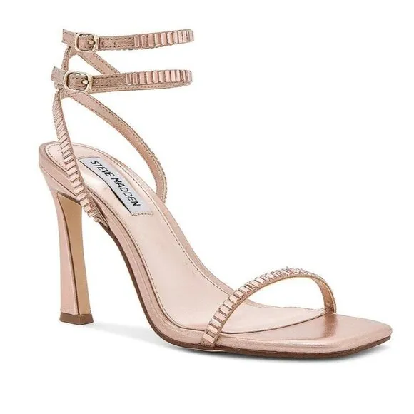 Steve Madden Thierry High Heel in Rose Gold 9 with box Womens Rhinestones Sandal