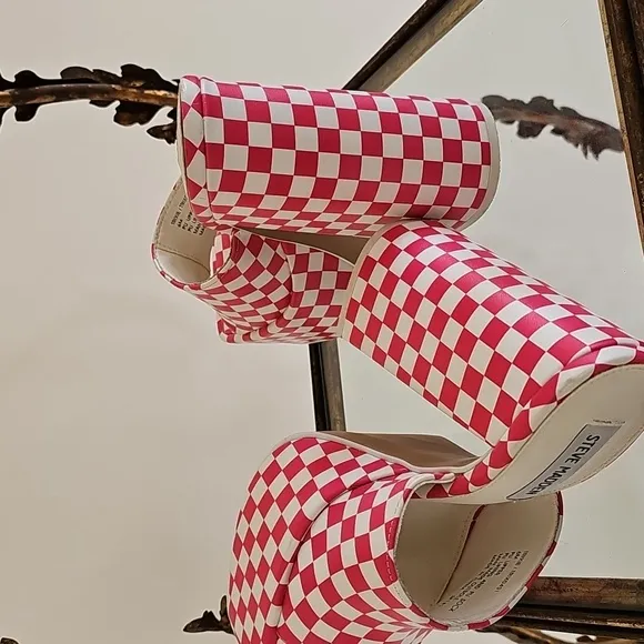 Steve Madden Trixie Checkered Open-Toe Platform Mule Sandals (Size 6)