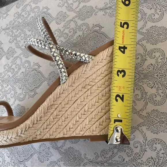 STEVE MADDEN Udell Morgan Rhinestone Wedge Sandals in Silver NWOT
