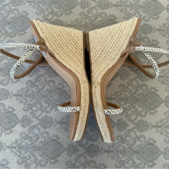 STEVE MADDEN Udell Morgan Rhinestone Wedge Sandals in Silver NWOT