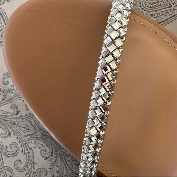STEVE MADDEN Udell Morgan Rhinestone Wedge Sandals in Silver NWOT