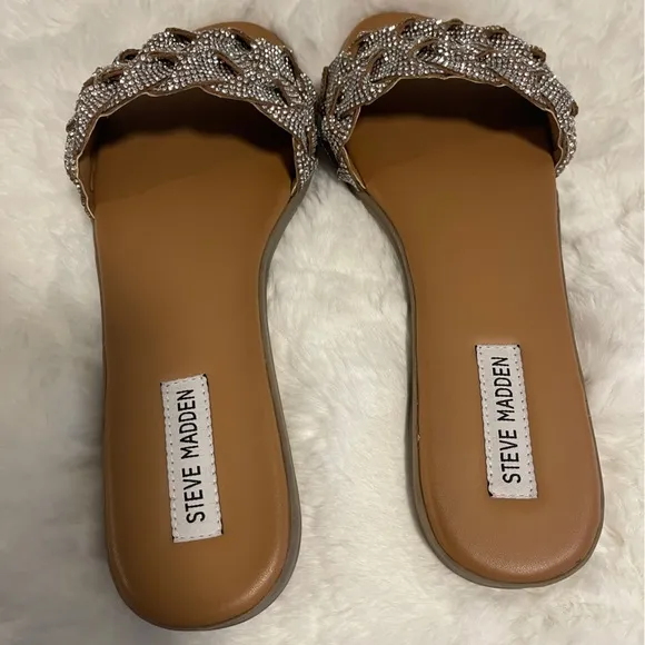 Steve Madden Women's Phayra Rhinestone Braided Slides Size 10