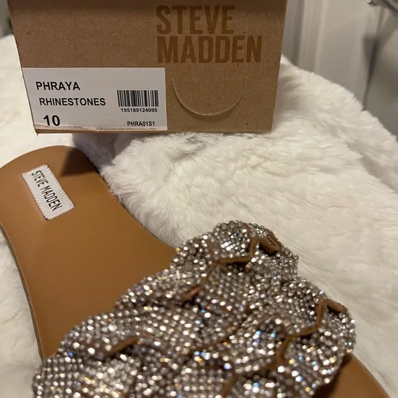 Steve Madden Women's Phayra Rhinestone Braided Slides Size 10