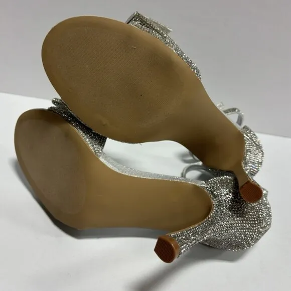 Steve Madden Women’s Realm Silver Heeled Sandals, Size 8.5 M